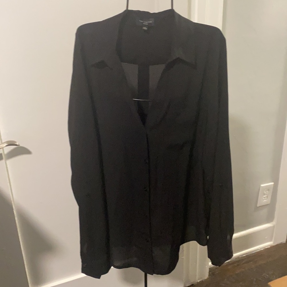 Black sheer button down blouse, the Limited M